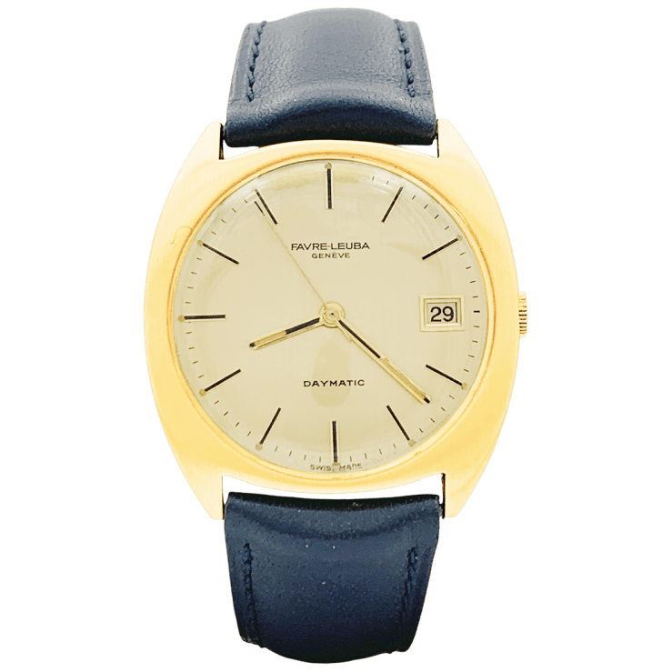Watch Favre Leuba, yellow gold, leather.