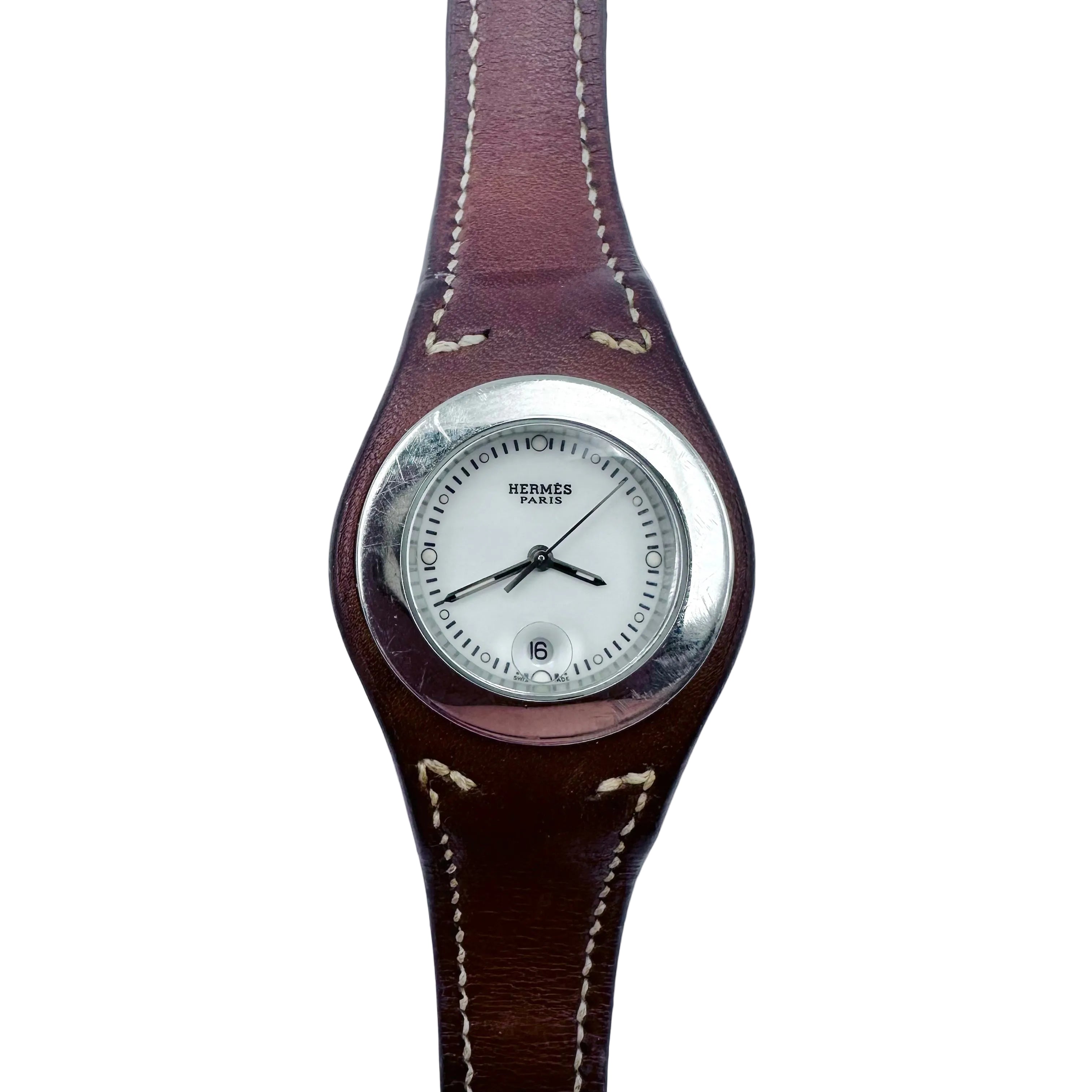 HERMÈS "Harnais" Watch in Leather and Steel