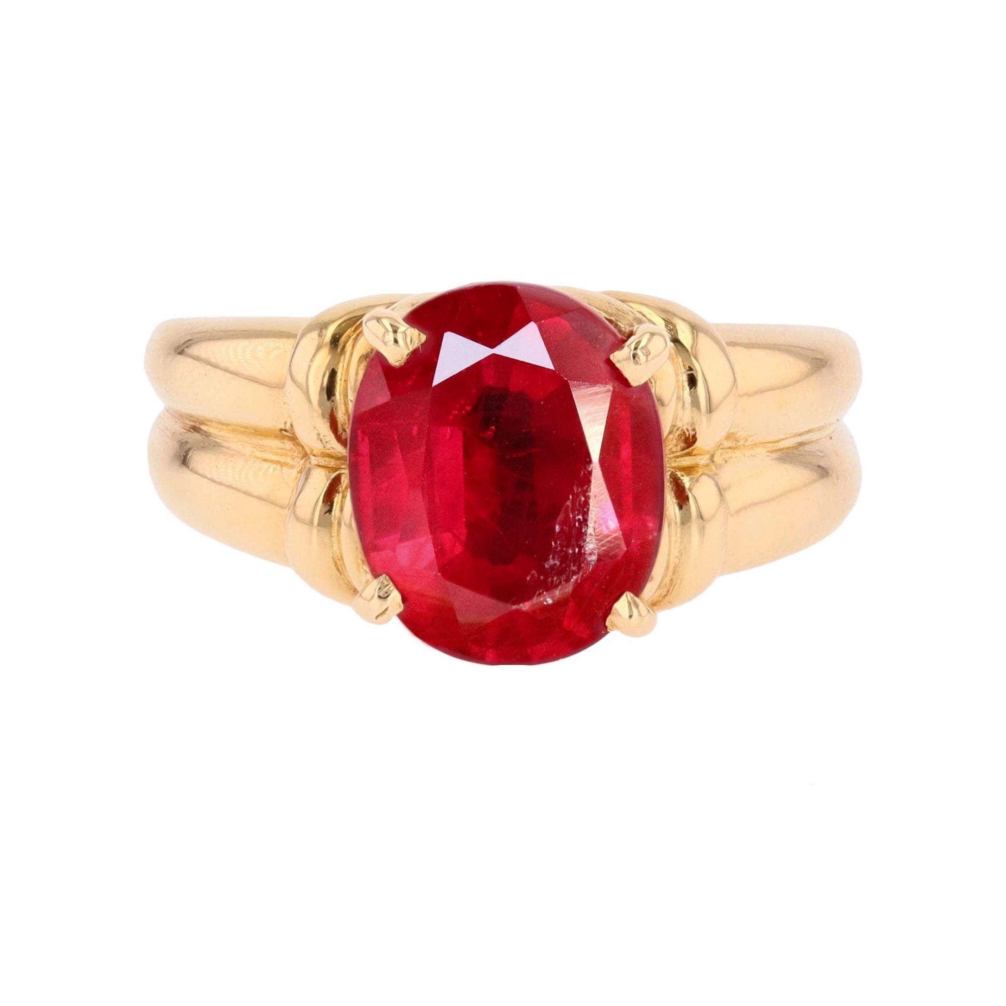 Bague Solitaire en or jaune et rubis