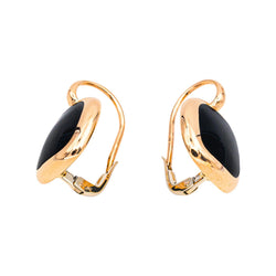 Boucles d'oreilles Dormeuses Or rose  Onyx 
