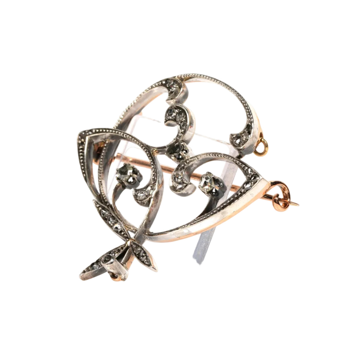 Brooch made of white gold, yellow gold, and diamonds