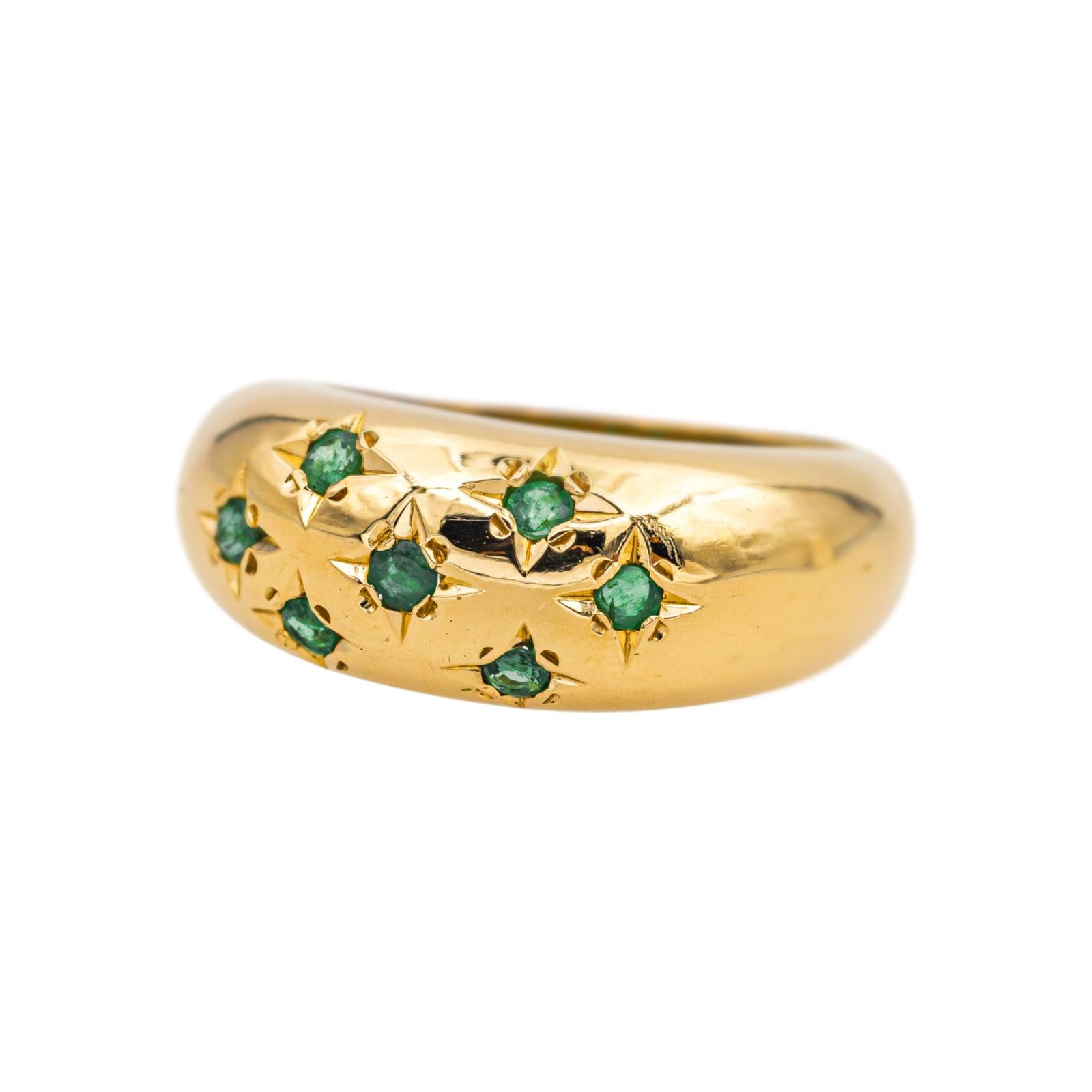 Bague Boule Or jaune Emeraude 