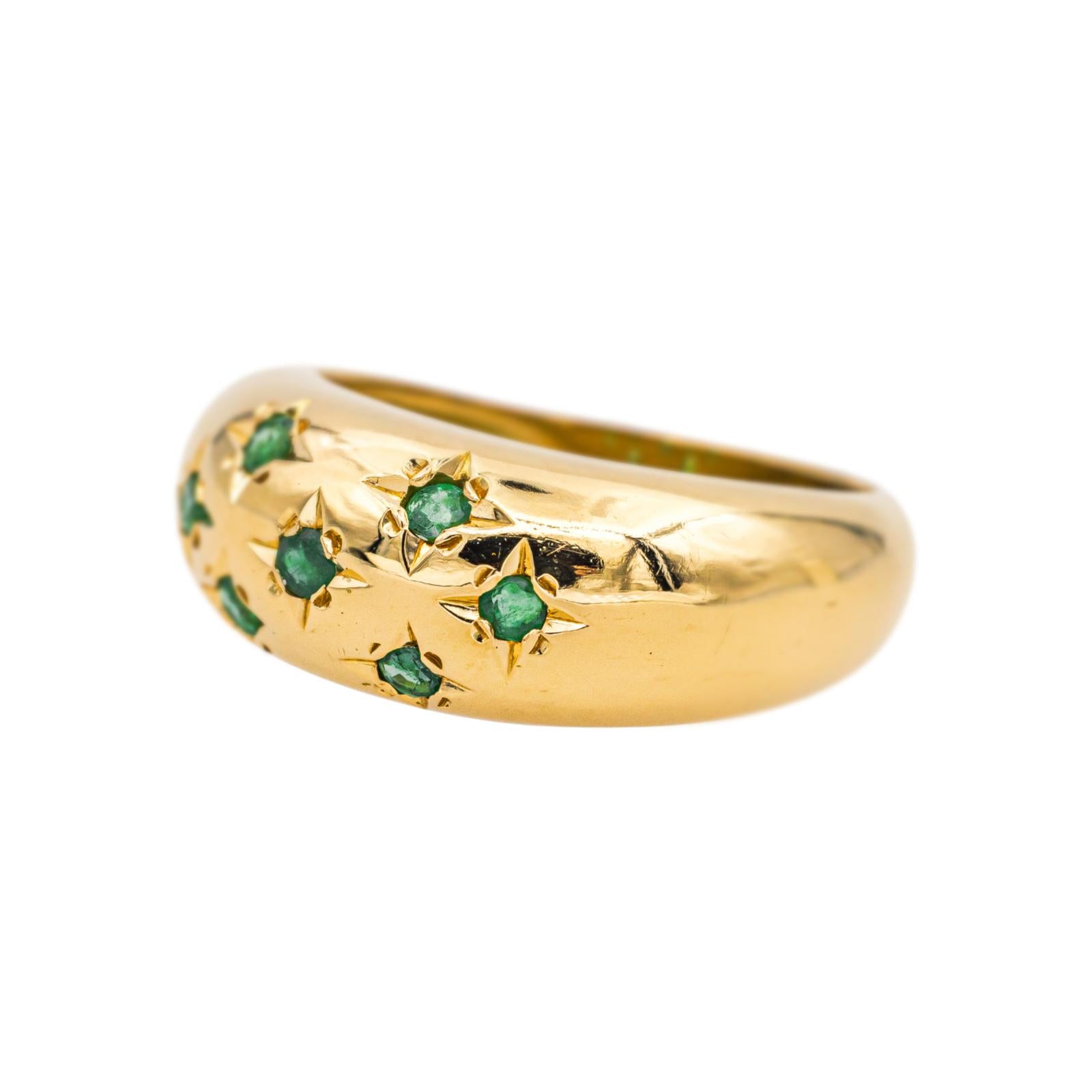 Bague Boule Or jaune Emeraude 