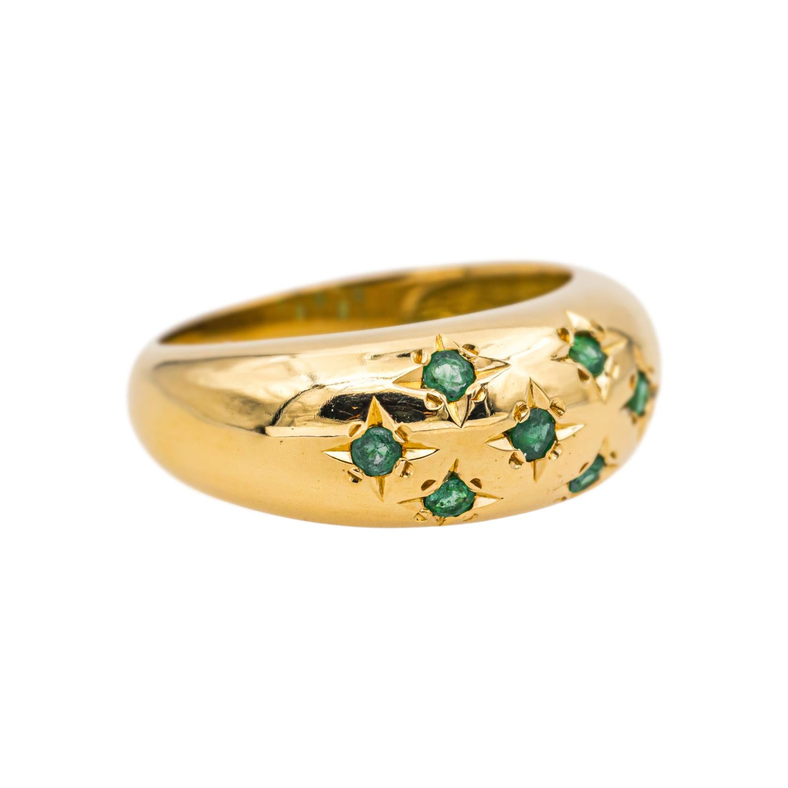 Bague Boule Or jaune Emeraude 
