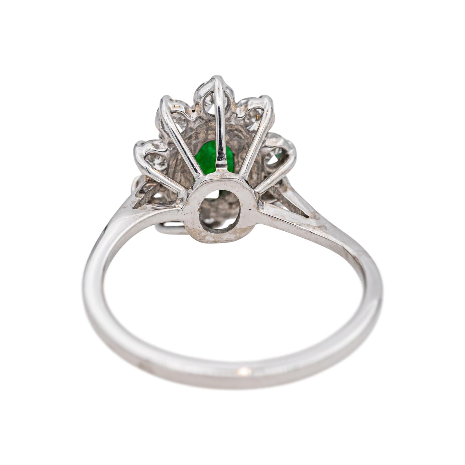 Bague Marguerite Or blanc Emeraude 