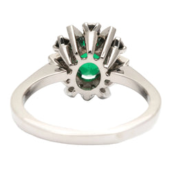 "Entourage" Ring in White Gold, Emerald, and Diamonds