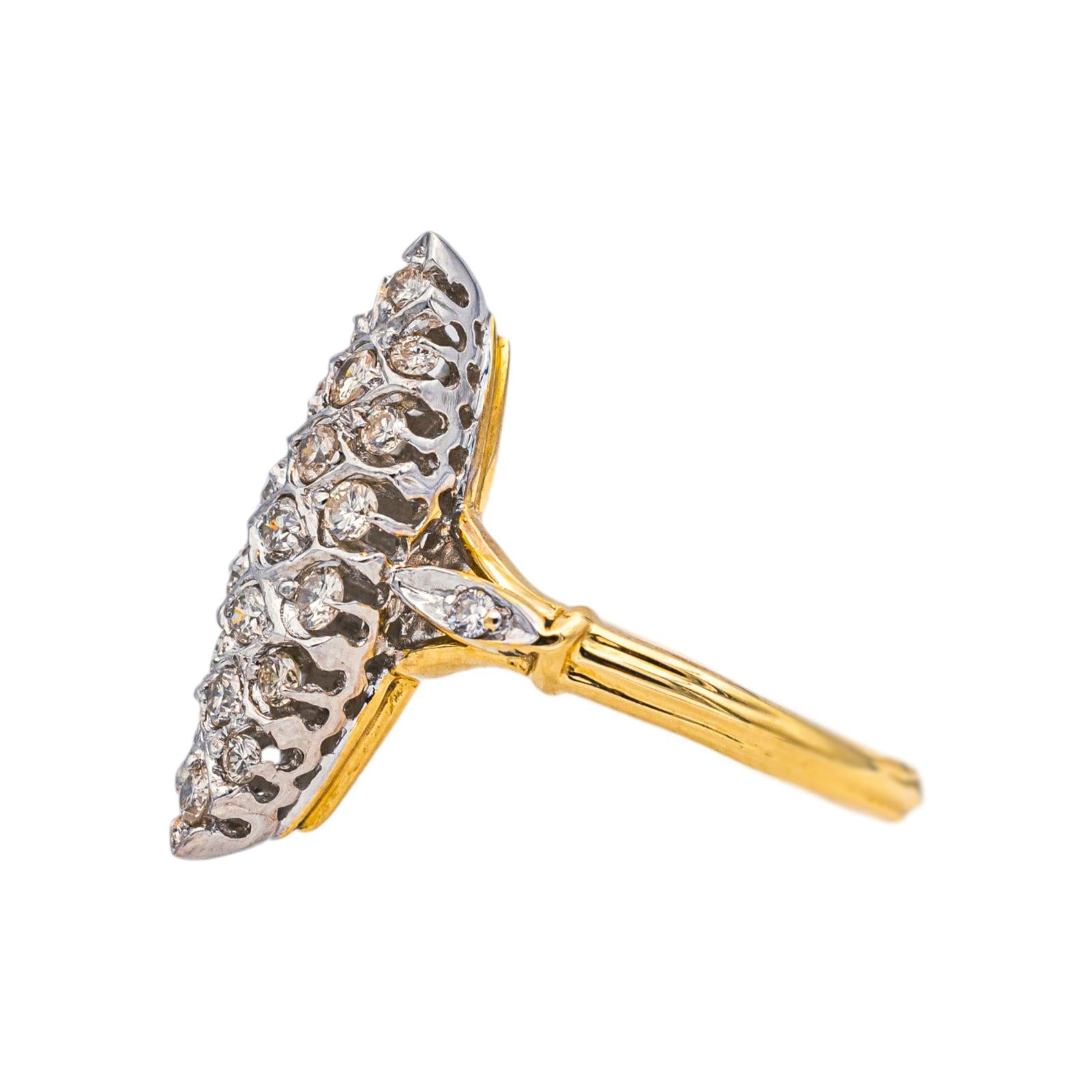 Bague  Marquise  Or jaune Diamant 