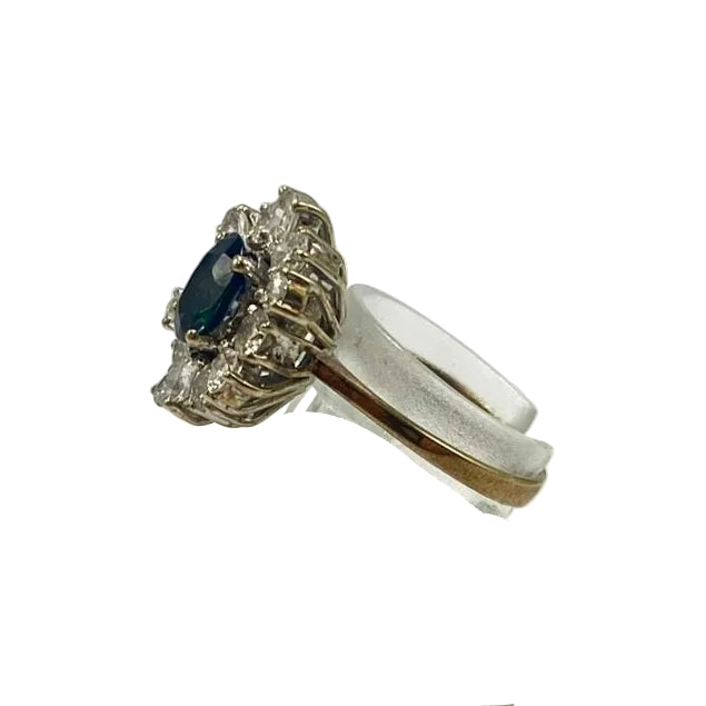 Marquise Ring in Yellow Gold, Sapphire, and Diamonds