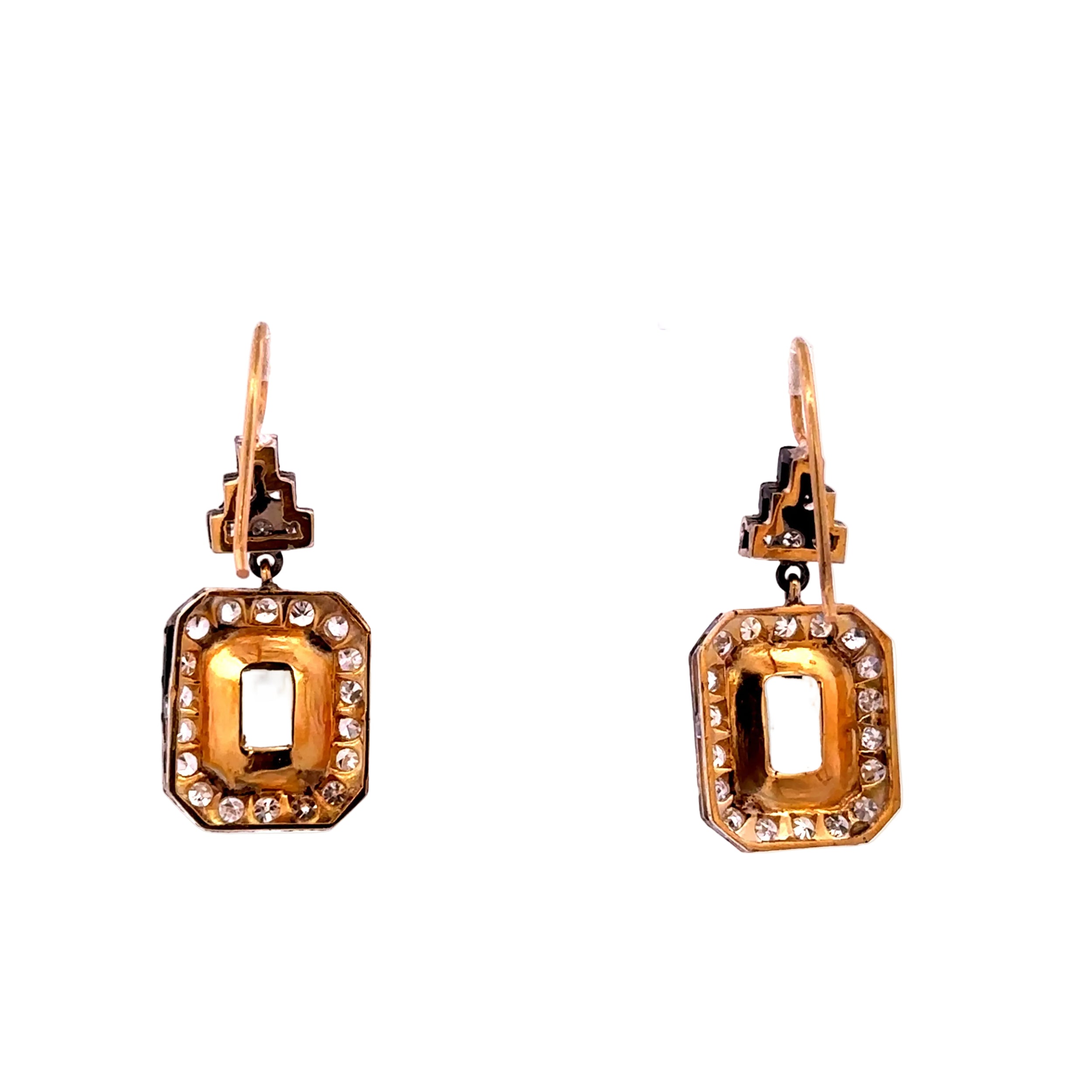 Boucles d'oreilles Pendantes en or jaune, argent, aigues-marines et diamants