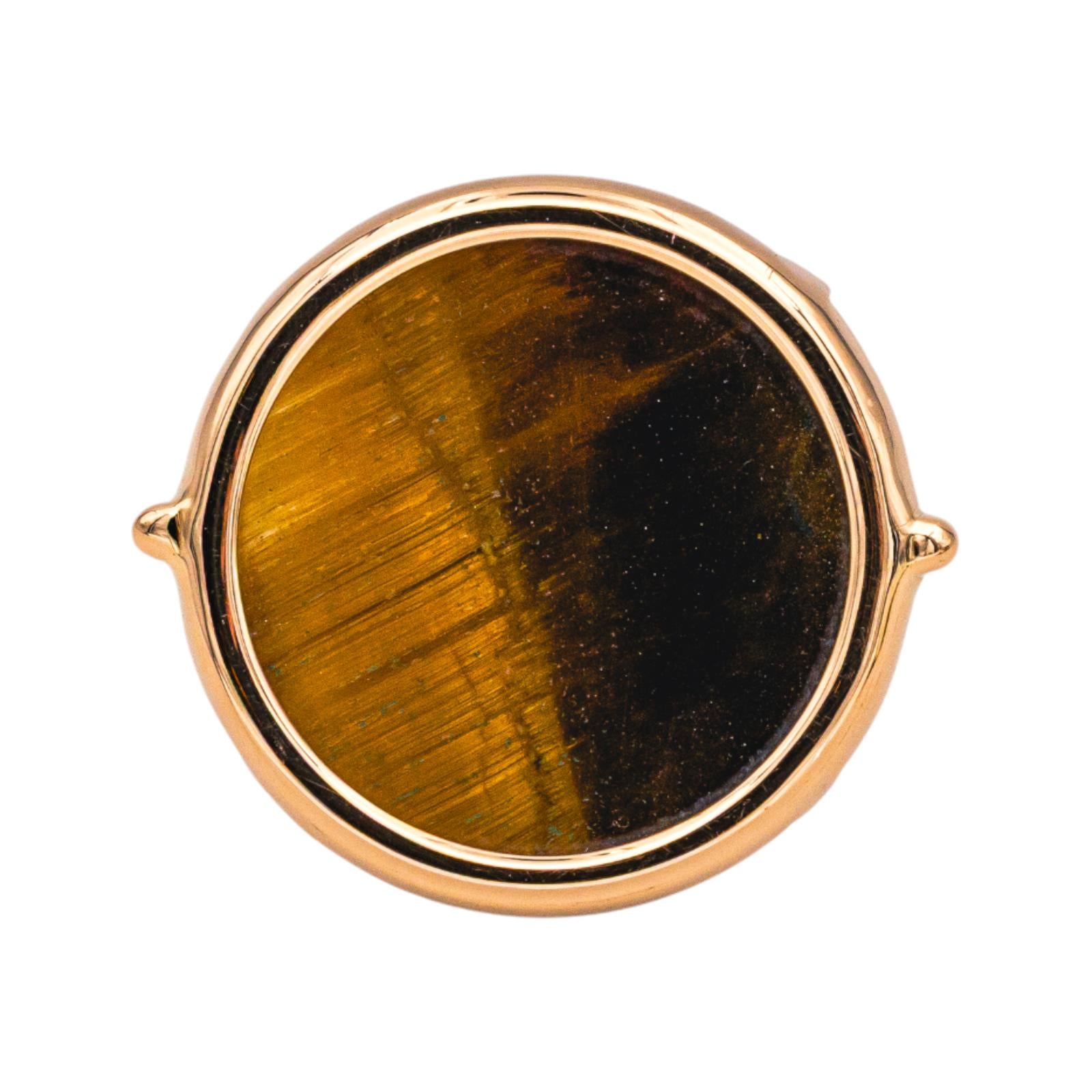 Ginette NY Bague Ever Tiger Eye Disc Ring Or rose Œil de tigre