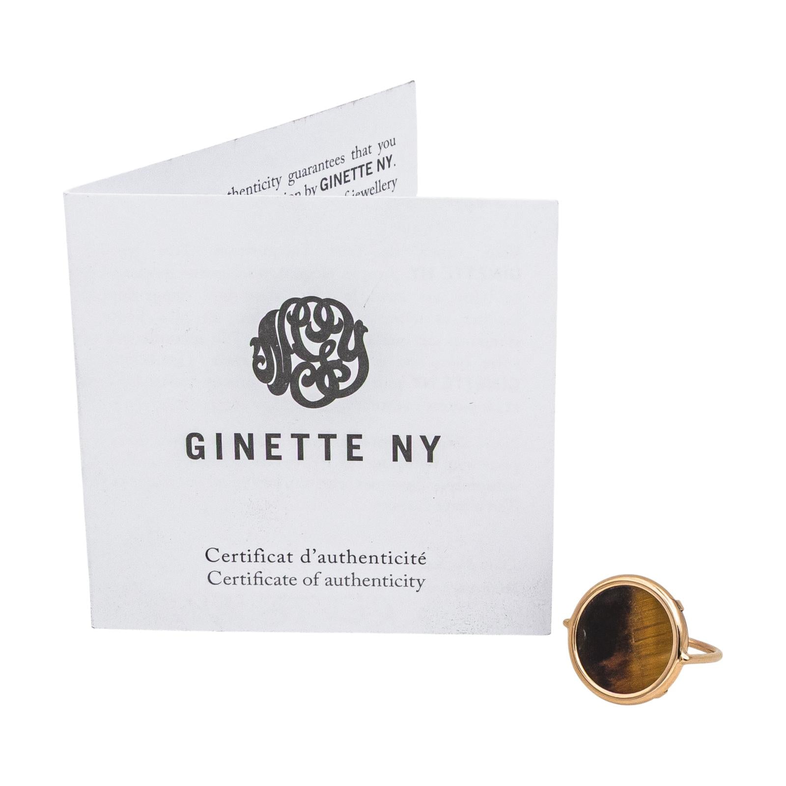 Ginette NY Bague Ever Tiger Eye Disc Ring Or rose Œil de tigre