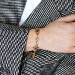 Belle Epoque Bracelet with a Garland of Sapphires on Yellow Gold