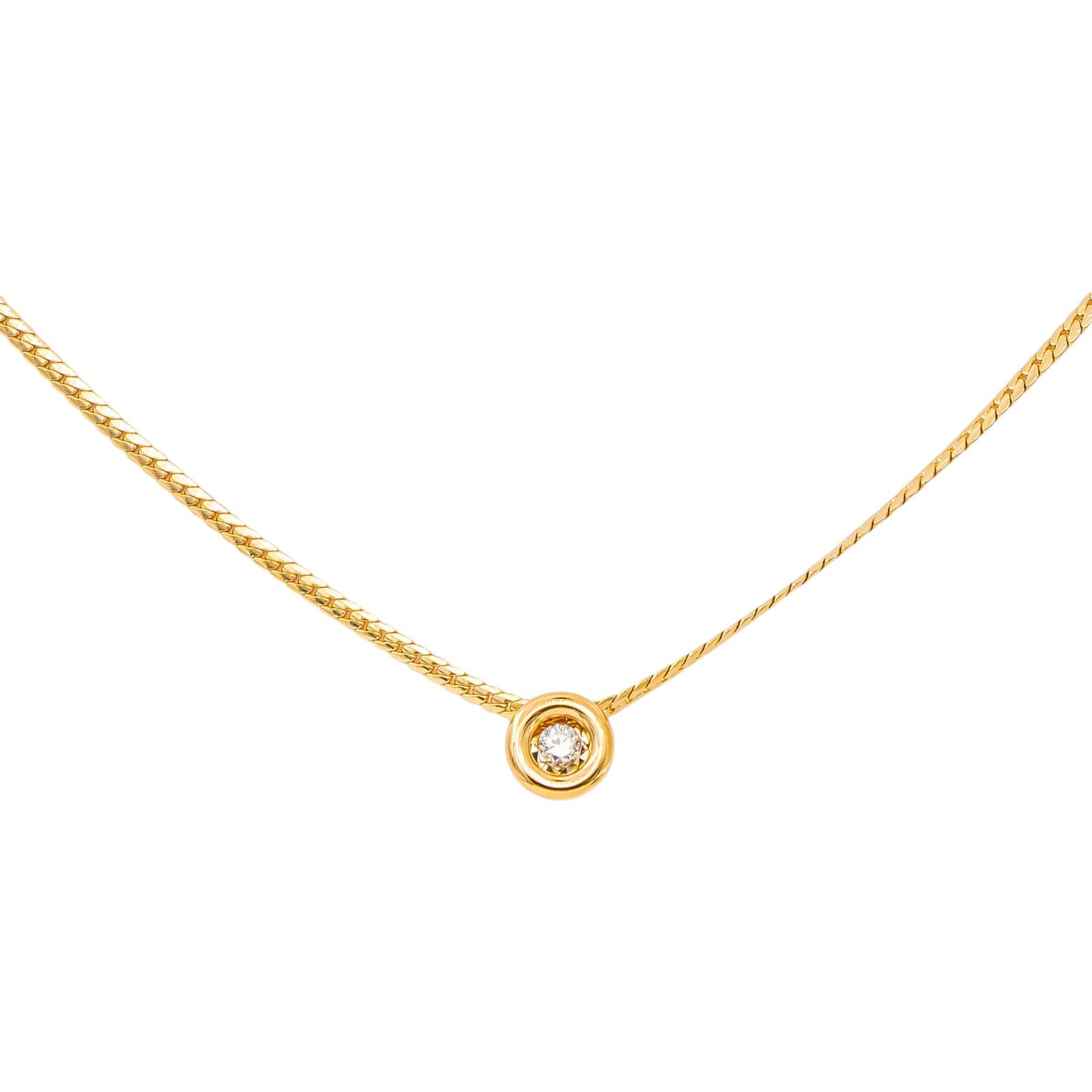 Yellow Gold Solitaire Diamond Necklace