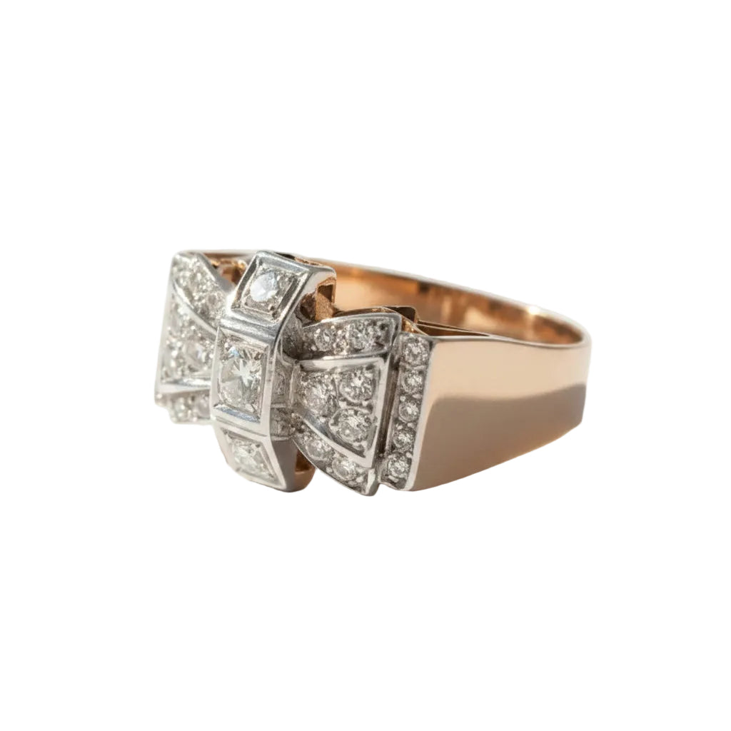 Bague Tank en or rose et diamants