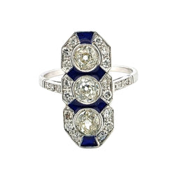 Trilogy Ring in White Gold, Enamel, and Diamonds