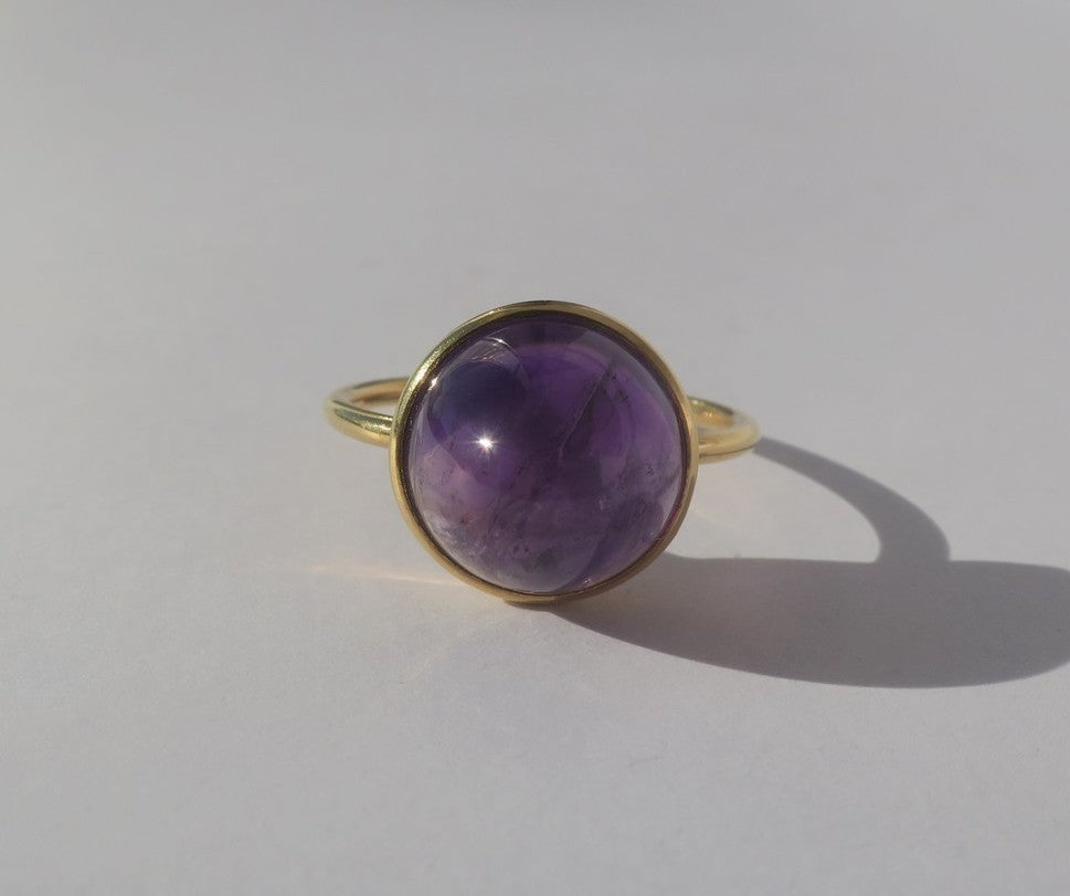 Bague Cocktail en or jaune et améthyste