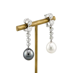 CARTIER Drop Earrings in platinum, pearls, and diamonds