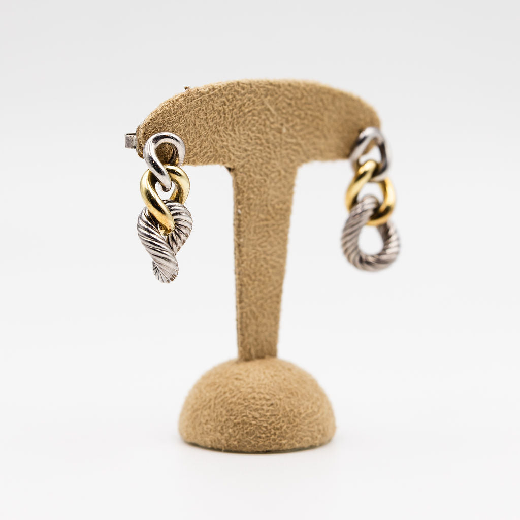 DAVID YURMAN dangling earrings in yellow gold and silver
