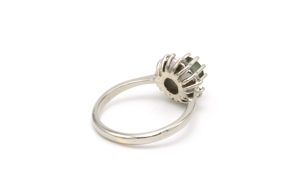 Bague Marguerite en or blanc, tourmaline et diamants