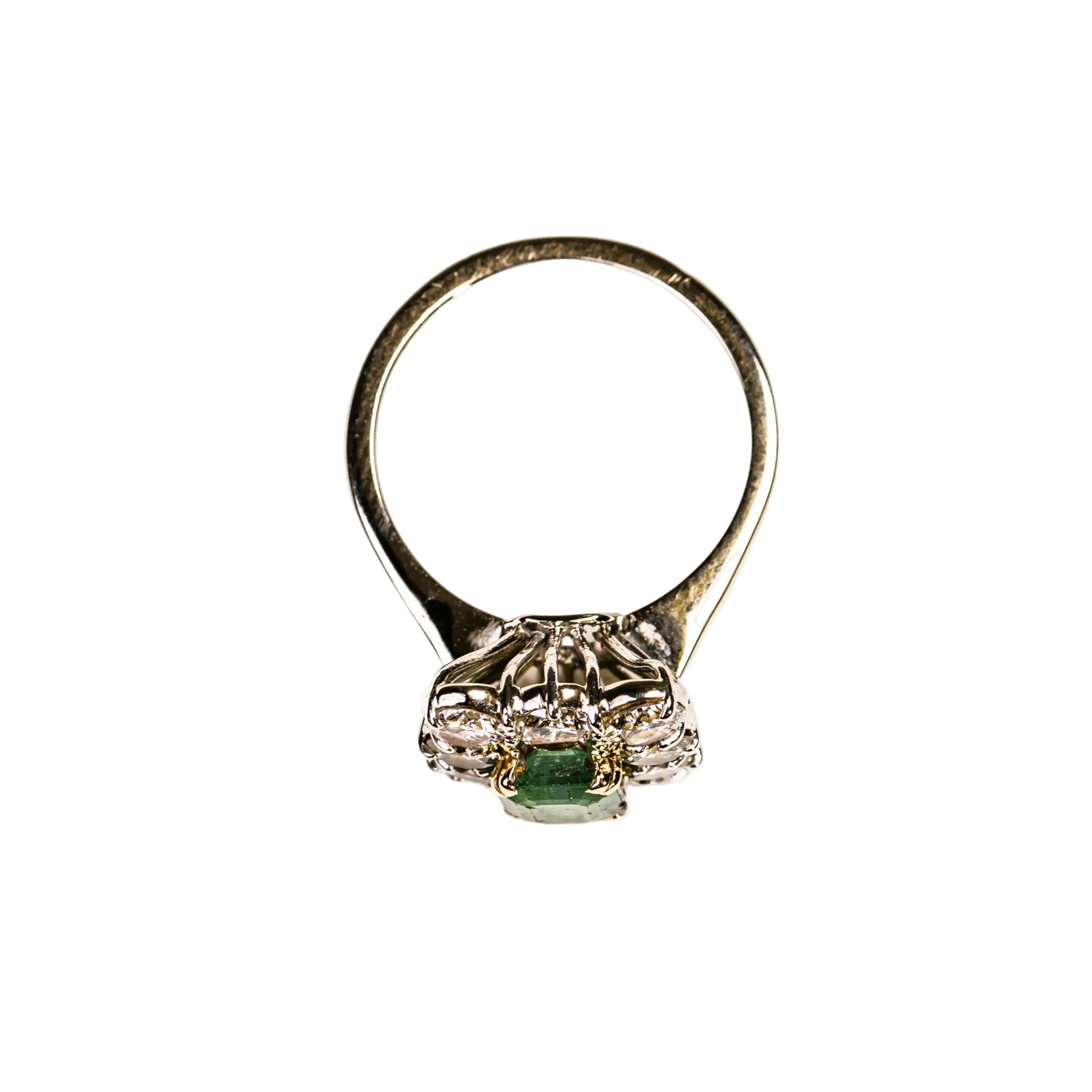 Entourage Ring with Emeralds and Diamonds in White Gold and Platinum