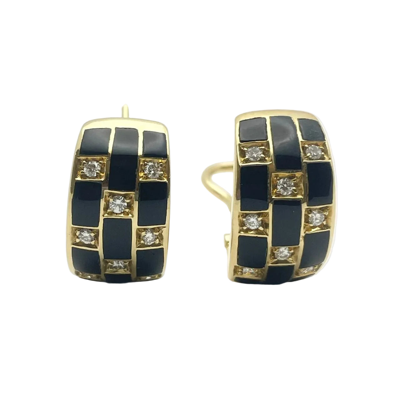 Boucles d'oreilles Clips LEO PIZZO en or jaune, émail et diamants