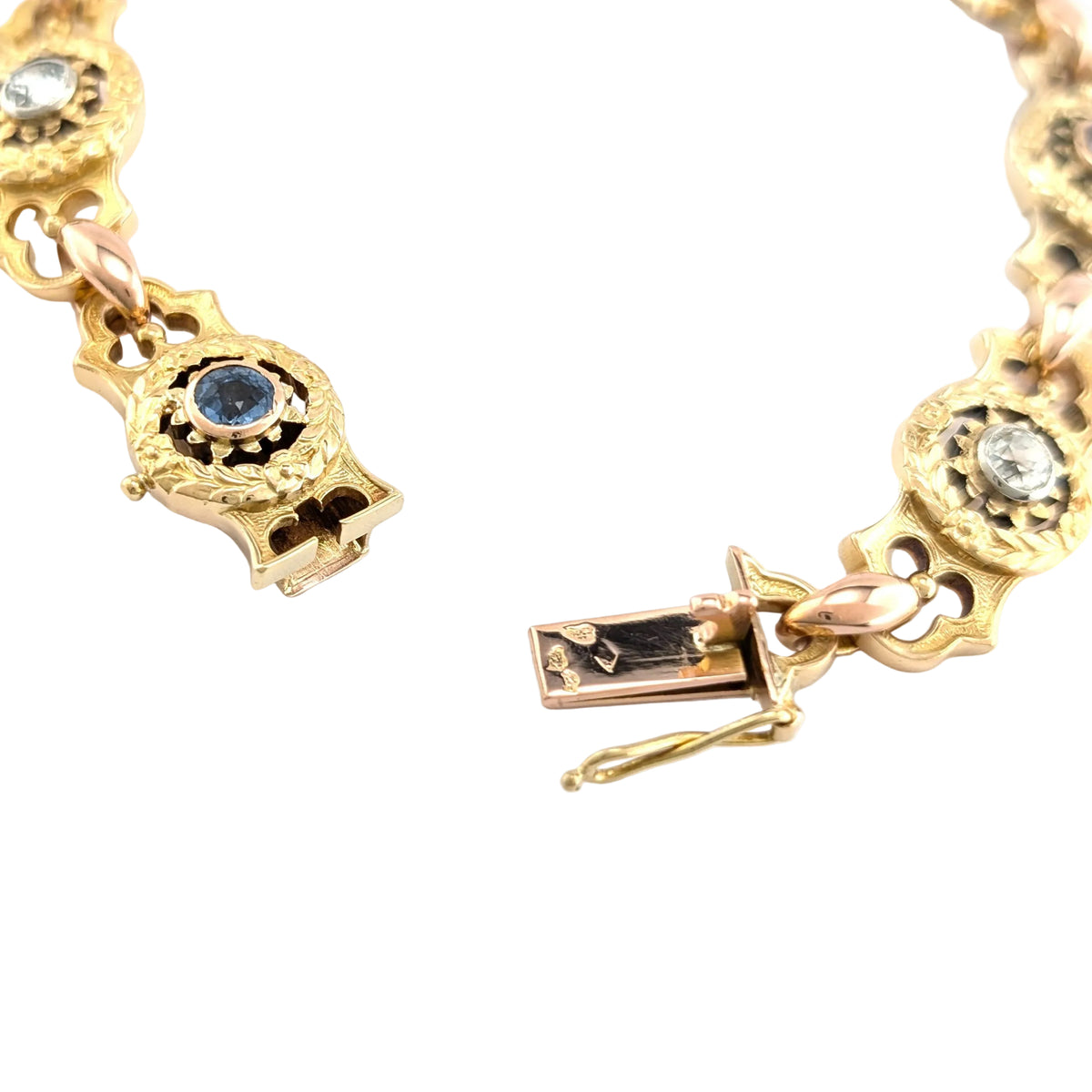 Yellow Gold Link Bracelet with Sapphires and Diamonds