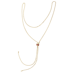 Necklace Boucheron "Cravate Quatre Red Edition", 3 golds, ceramic red, diamonds. Small model.