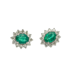 White Gold Earrings with Emeralds and Diamonds