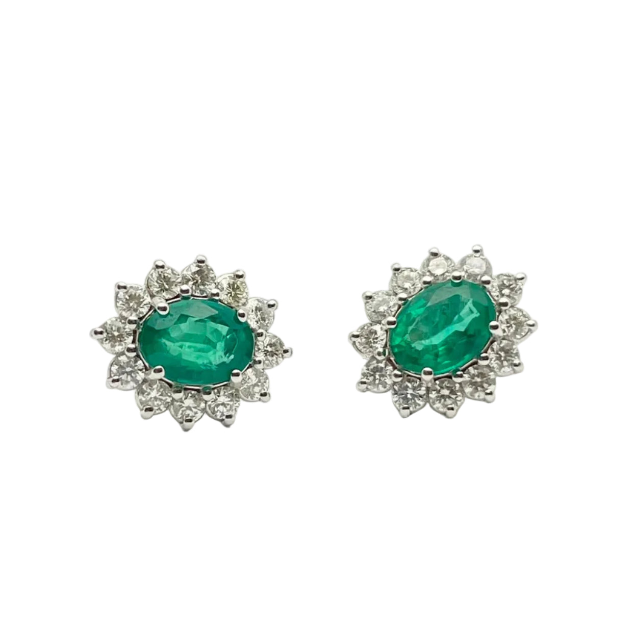 White Gold Earrings with Emeralds and Diamonds