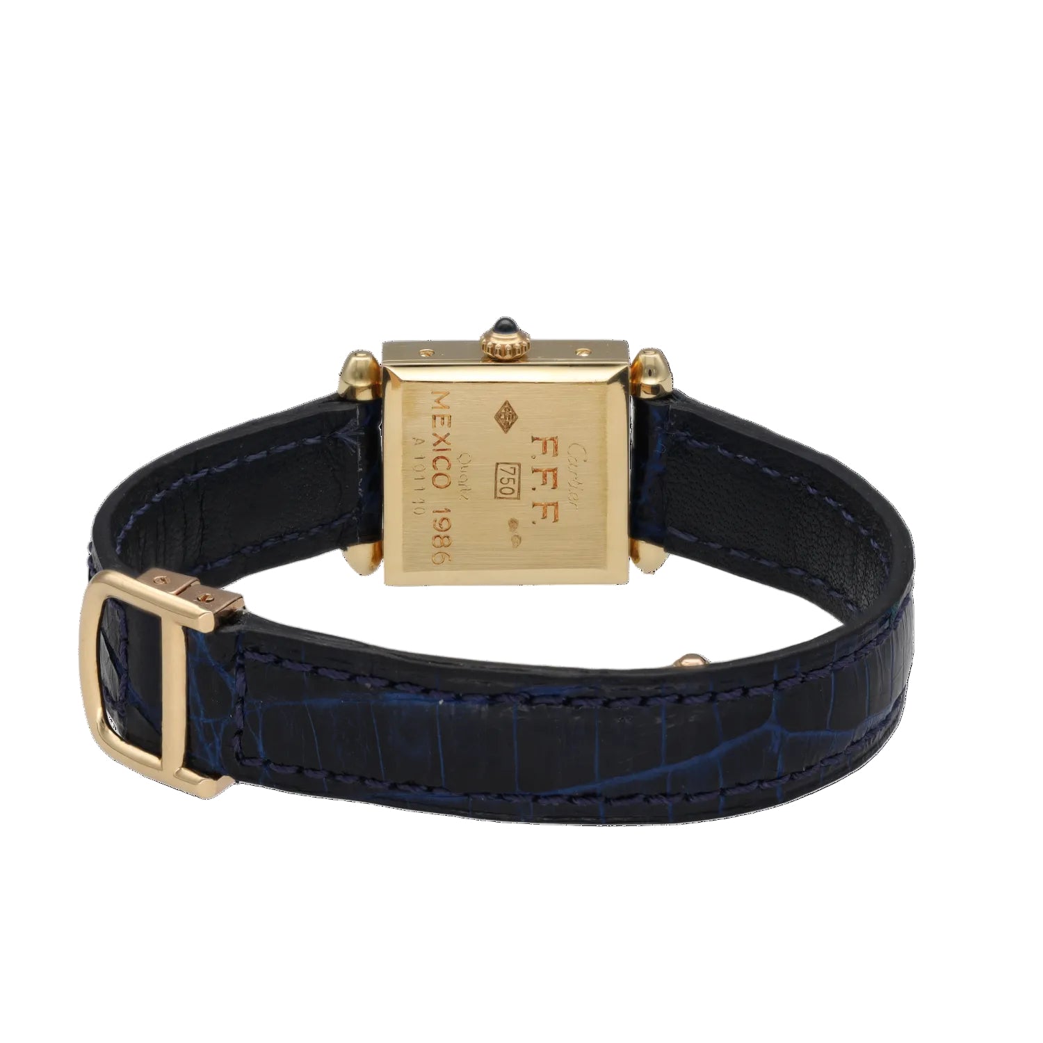 CARTIER "Obus" Watch in Yellow gold and Leather