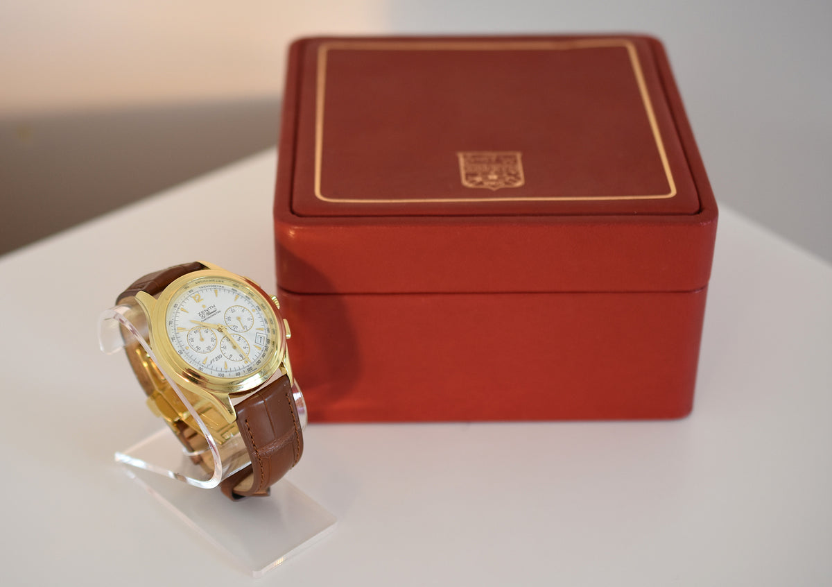 ZENITH "El Primero" Watch in Yellow gold and Leather