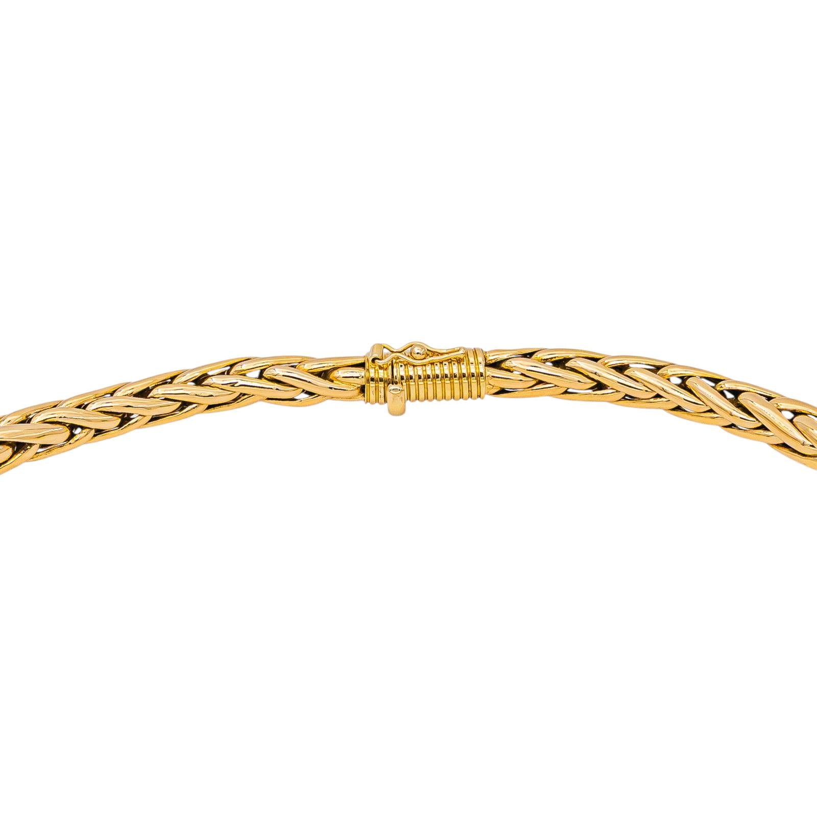 Yellow Gold Palm Leaf Link Necklace