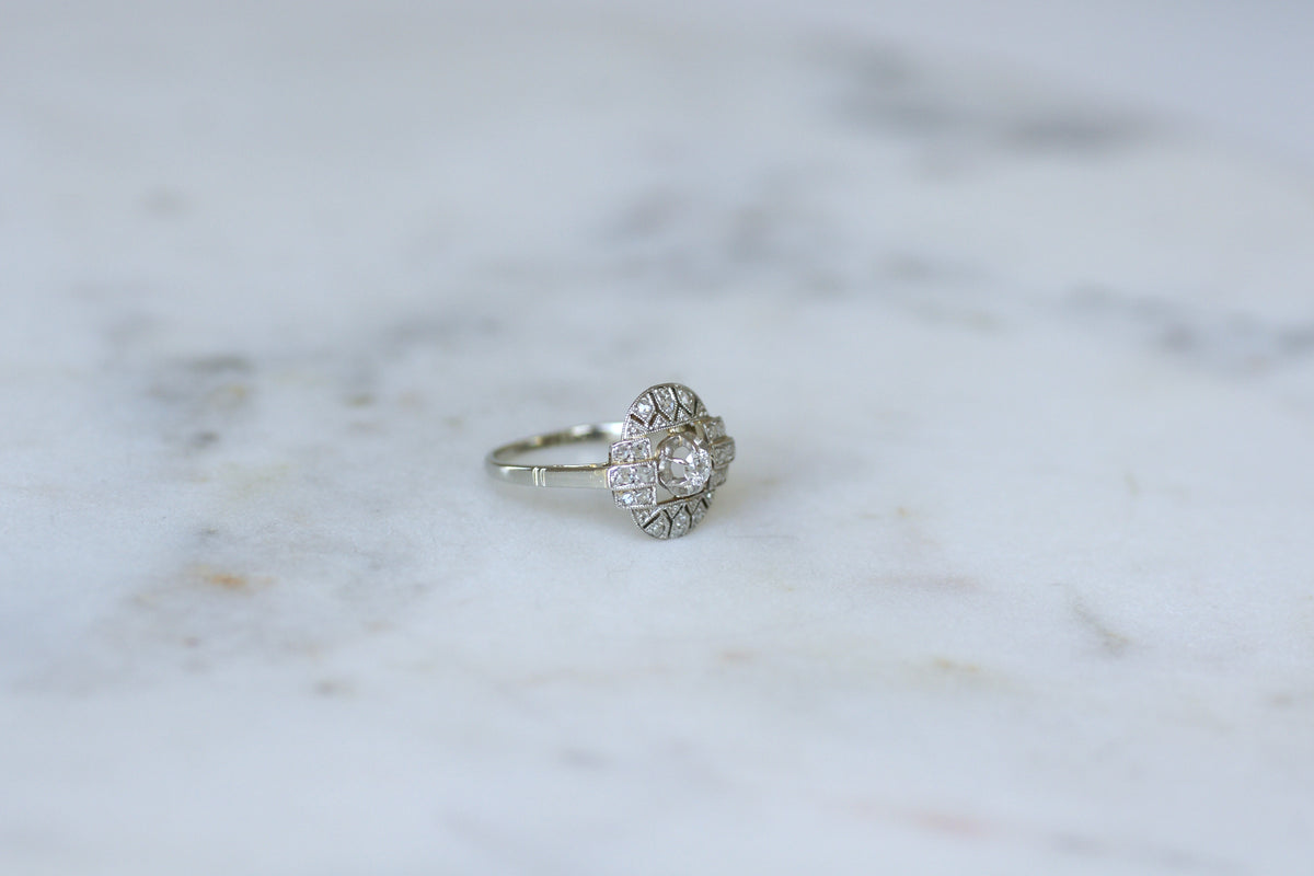 "Entourage" Ring in White Gold, Platinum, and Diamonds
