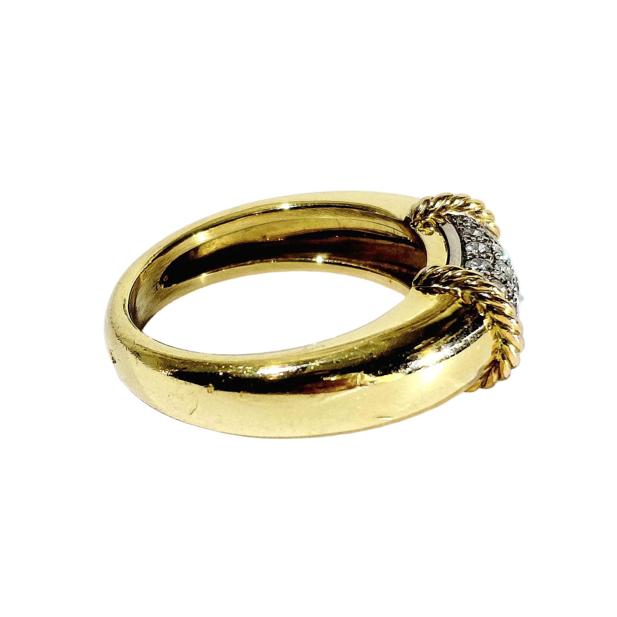 Yellow Gold and Diamond Bangle Ring