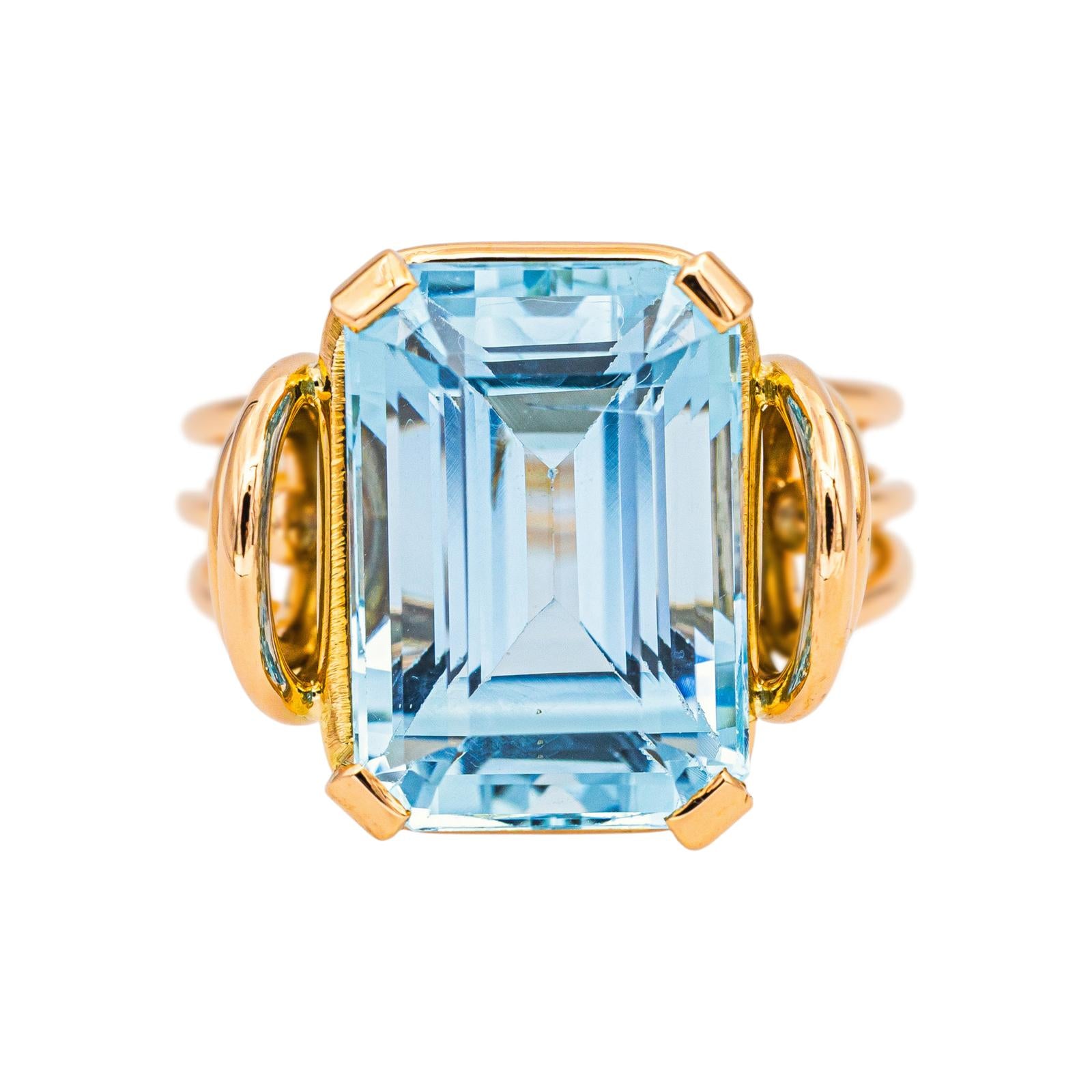 Bague Cocktail Or jaune Aigue-marine