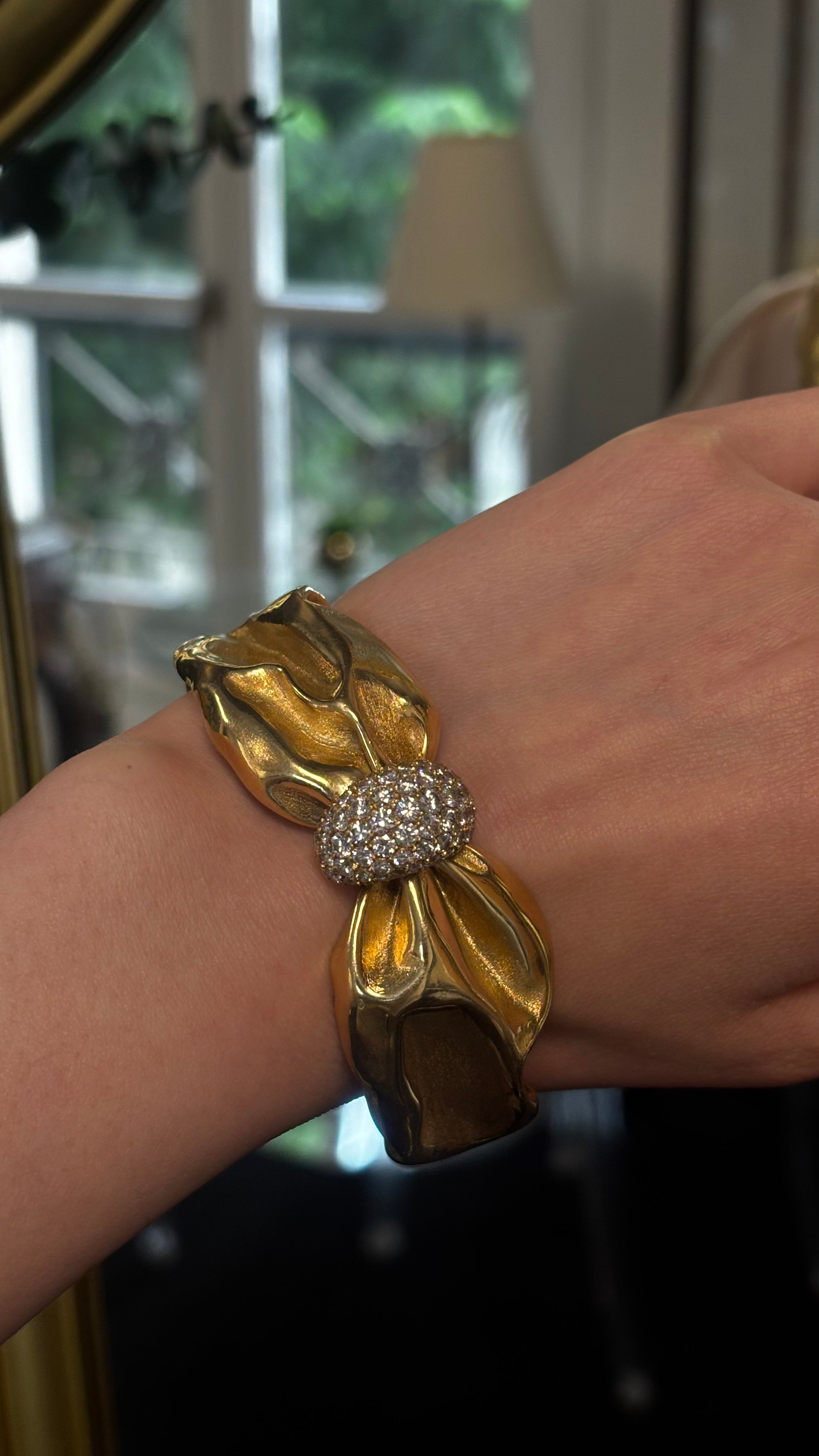 Yellow Gold and Diamond Bangle Bracelet