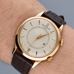 JAEGER-LECOULTRE "Memovox" Watch in Rose gold and Leather