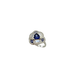 ISABELLE LANGLOIS "Flora Pensée" Entourage Ring in white gold, moonstones, iolites, and diamonds
