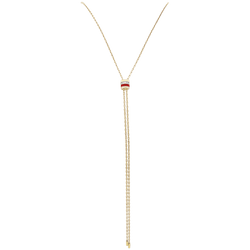 Necklace Boucheron "Cravate Quatre Red Edition", 3 golds, ceramic red, diamonds. Small model.