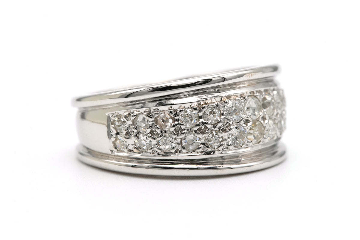White Gold and Diamond Bangle Ring