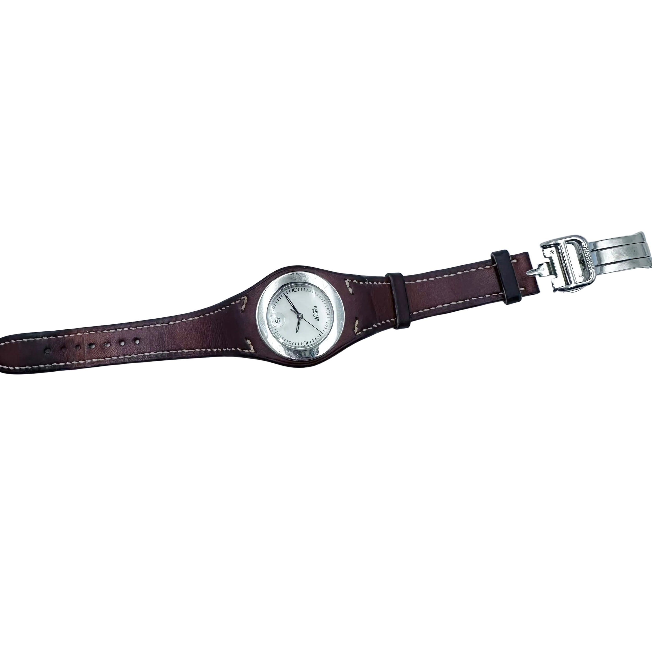 HERMÈS "Harnais" Watch in Leather and Steel