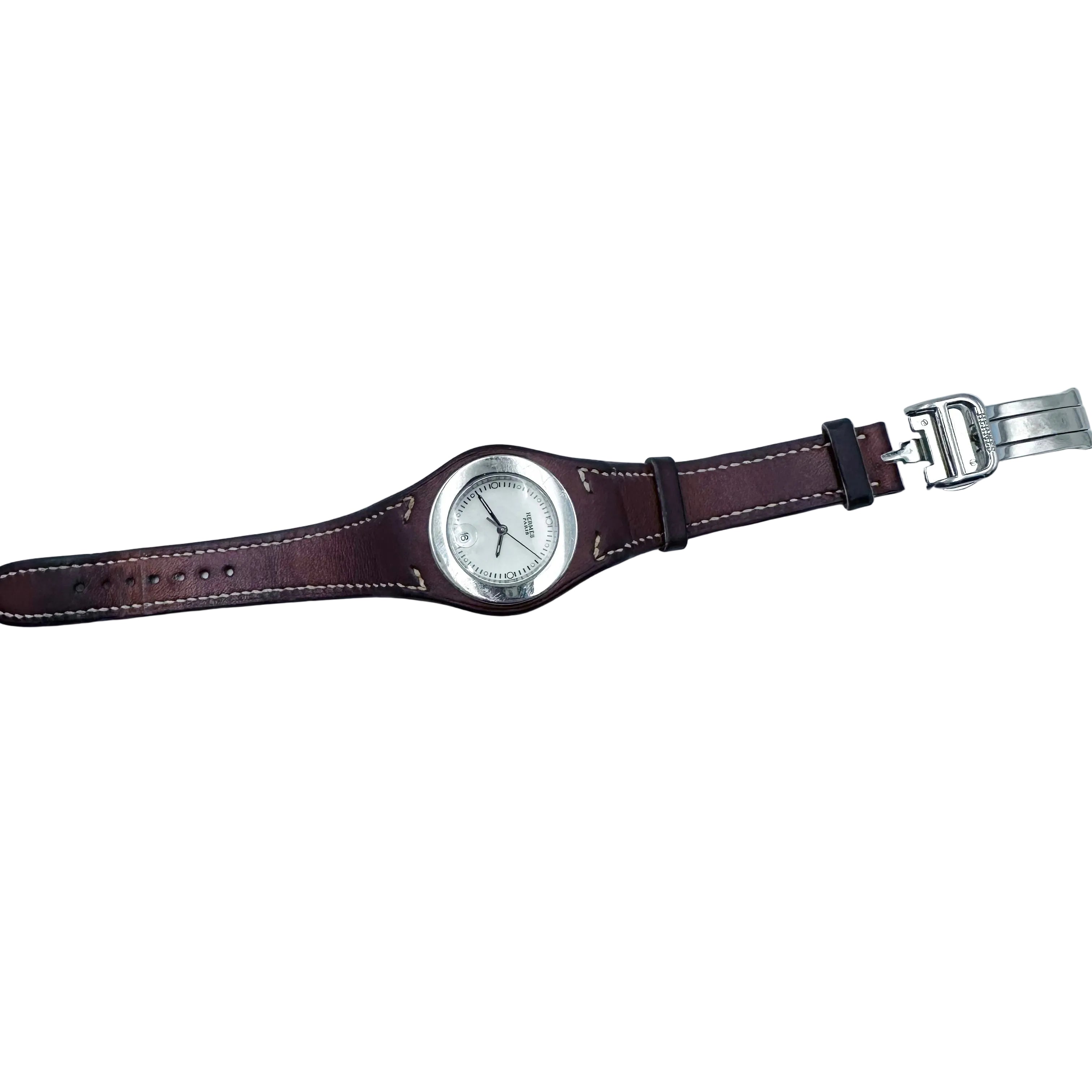 HERMÈS "Harnais" Watch in Leather and Steel