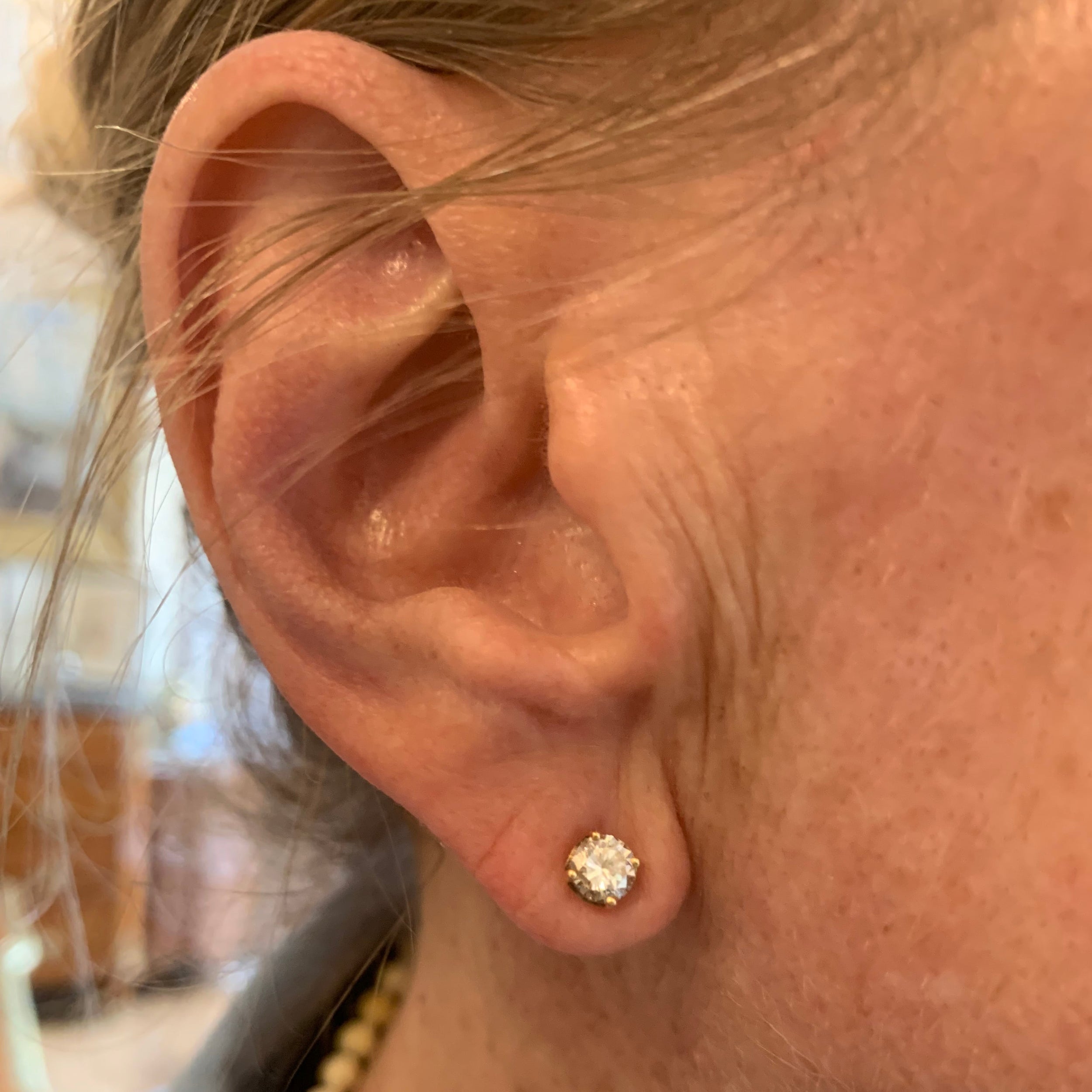 Yellow Gold and Diamond Stud Earrings