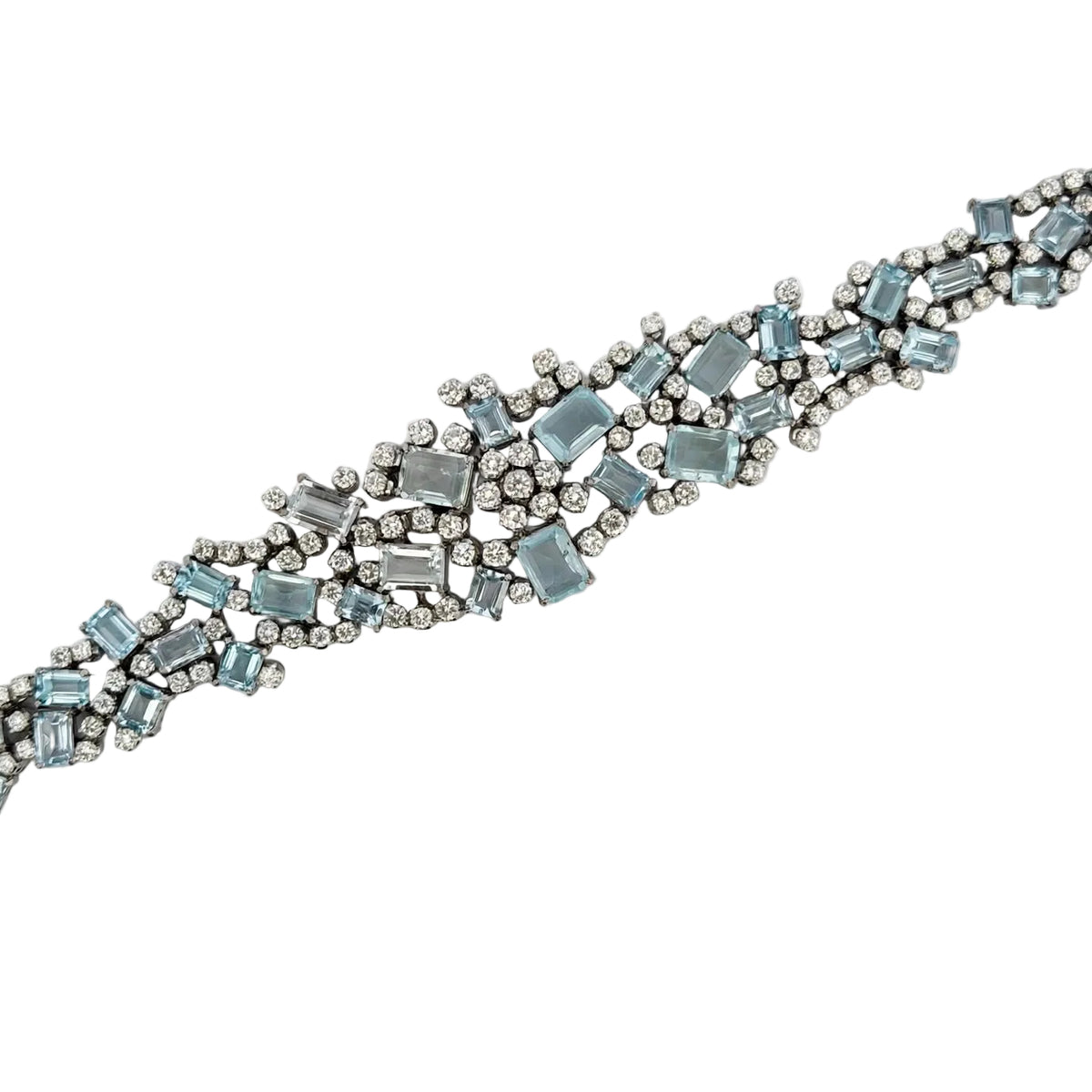 White gold bracelet with aquamarines and diamonds