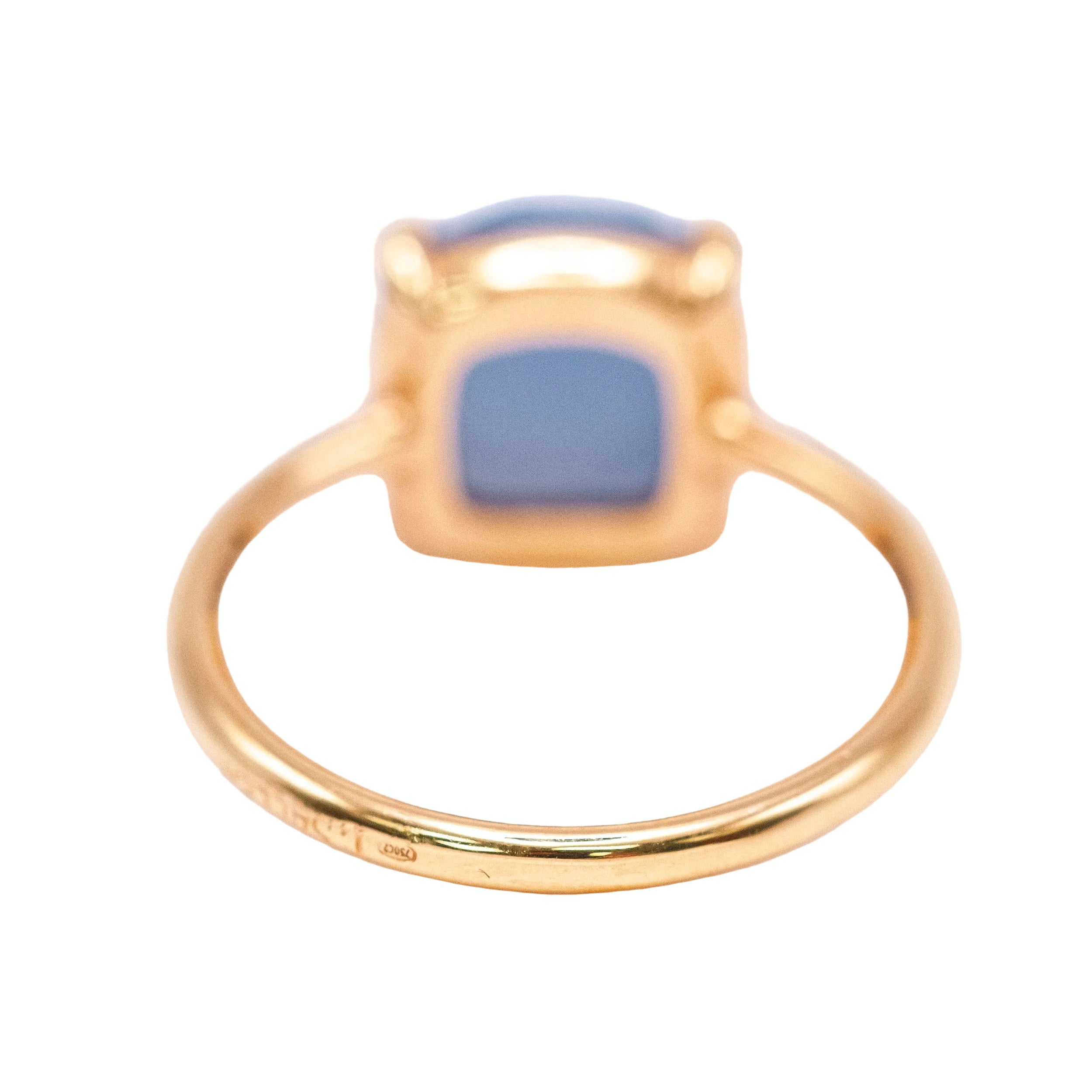 Bague Solitaire en or jaune et calcédoine