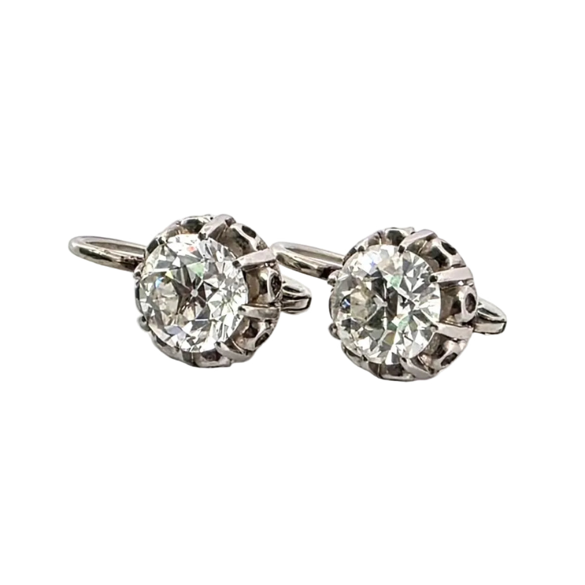 White Gold and Diamond Lever-back Earrings