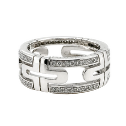 BULGARI "Parentesi" Pave Ring in White Gold and Diamonds