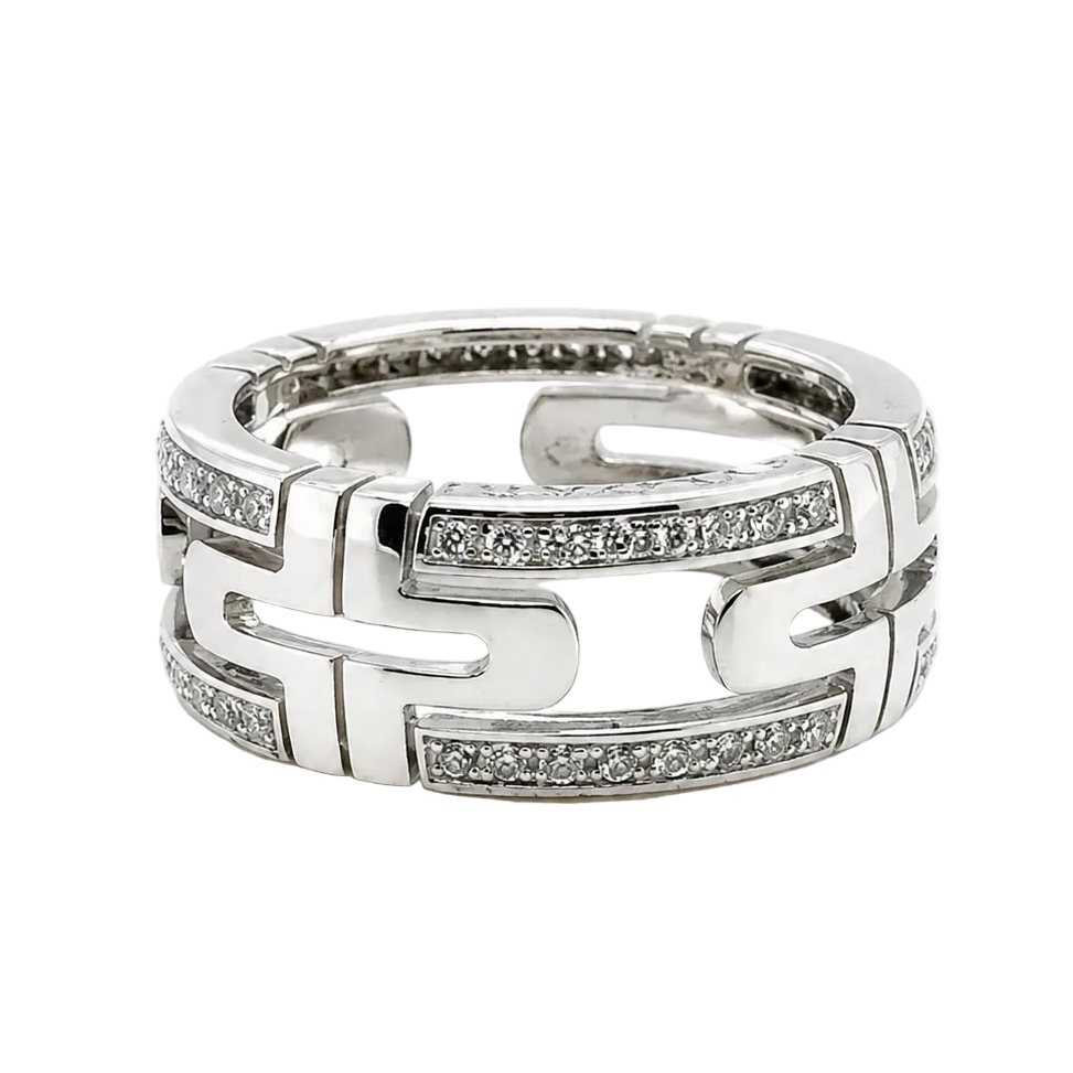 BULGARI "Parentesi" Pave Ring in White Gold and Diamonds