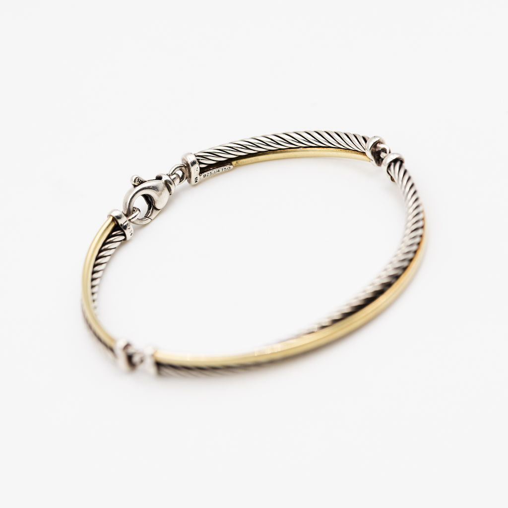 DAVID YURMAN "Crossover" Bracelet in Silver and Yellow Gold