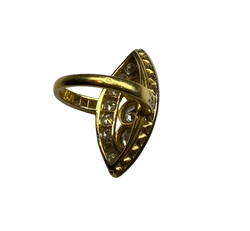 18K Yellow gold Marquise Ring with Diamonds (Size 52)